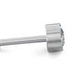 Side profile of 14k white gold bezel-set diamond stud showing post length and setting depth