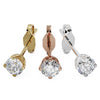 4mm diamond stud earrings in 14k yellow, rose, and white gold shown side by side for color comparison