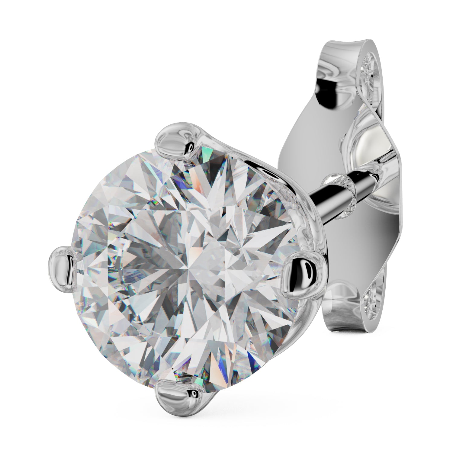 4mm Diamond Stud High-Set Prong 14k Gold Earring-14k White Gold