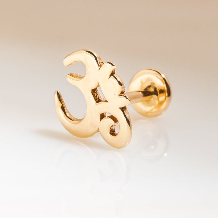 Om Ohm 14k Gold Flat Back Stud