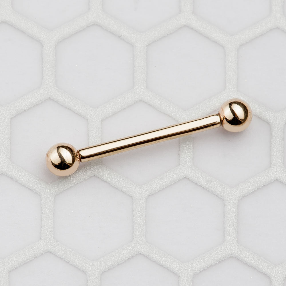 14k Gold Straight Barbell Internally Threaded