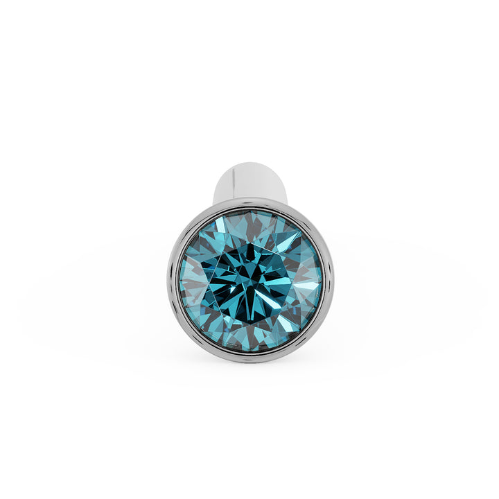 1.5mm Blue Diamond Bezel Nose Ring Stud