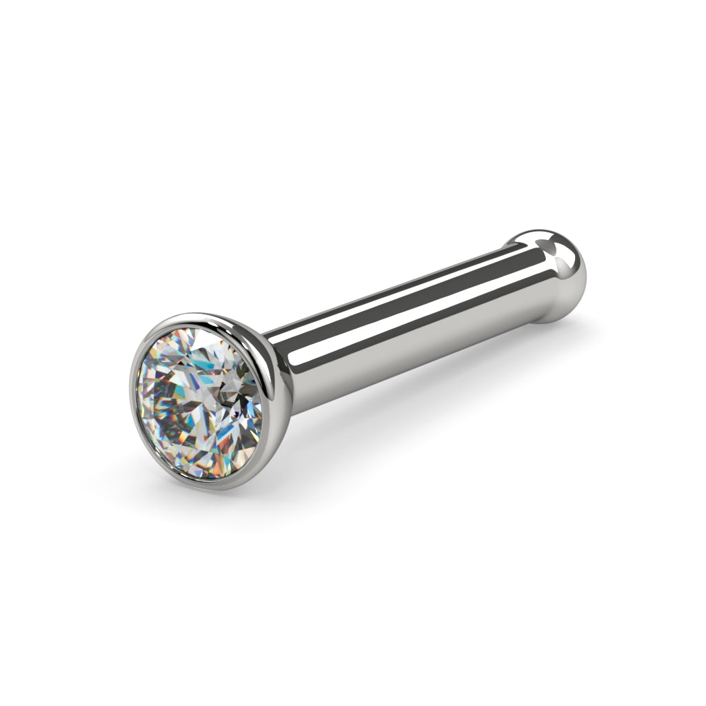 1.7mm Dainty Diamond Bezel Nose Ring Stud