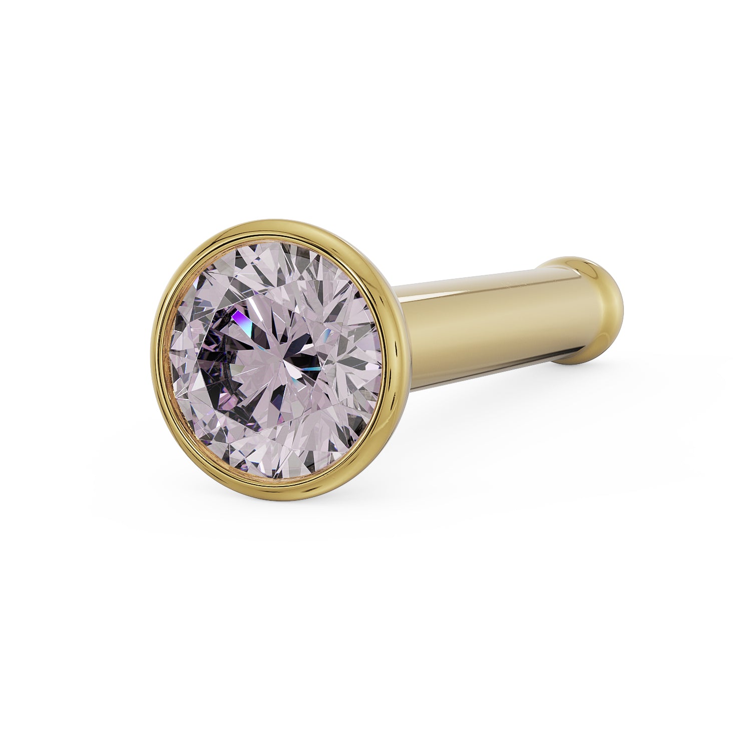 2mm Pink Diamond Bezel Nose Ring Stud