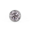 14k white gold 2mm pink diamond bezel nose stud, flat front view showing round brilliant cut stone