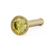 14k yellow gold 2mm yellow diamond bezel nose stud bone style, angled front view