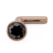 14k rose gold black diamond bezel L post nose stud, angled view showing L-shaped post