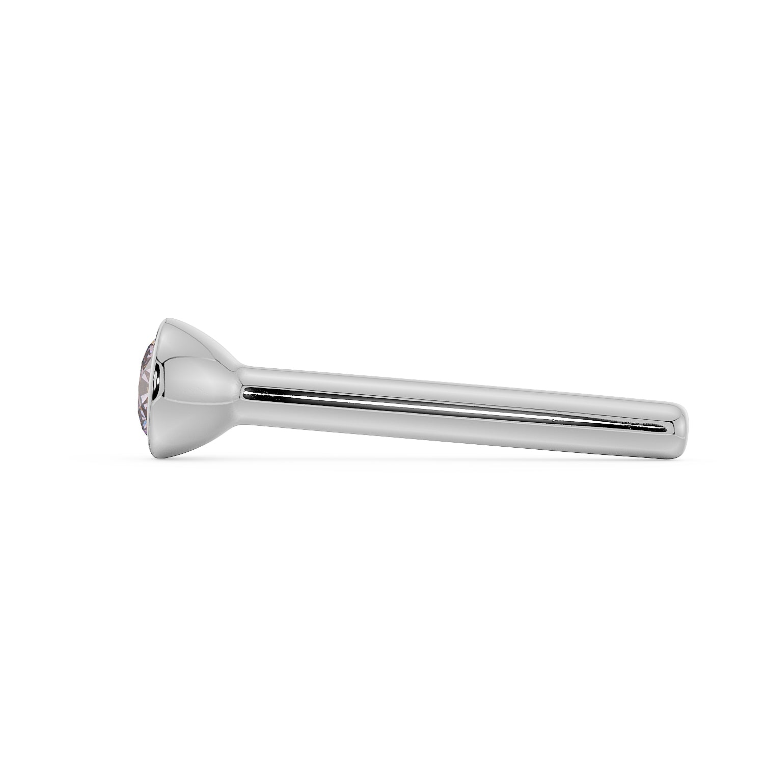 2mm Pink Diamond Bezel Nose Ring Stud