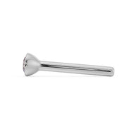 Side profile of white gold 2mm pink diamond bezel nose bone stud showing tapered bezel and post