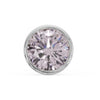 14k white gold bezel nose stud with 2.5mm pink diamond, close-up front view of round setting