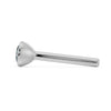 Side profile of white gold blue diamond bezel nose bone stud showing straight post length