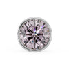 14k white gold 3mm pink diamond bezel nose stud, overhead close-up showing round-cut gem clarity