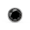 14k white gold 3mm black diamond bezel nose stud, close-up front view showing faceted stone
