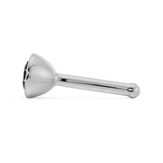 Side profile of 14k white gold black diamond nose bone stud showing straight post with ball end