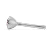 Side profile of white gold pink diamond bezel nose bone stud showing straight post and ball tip