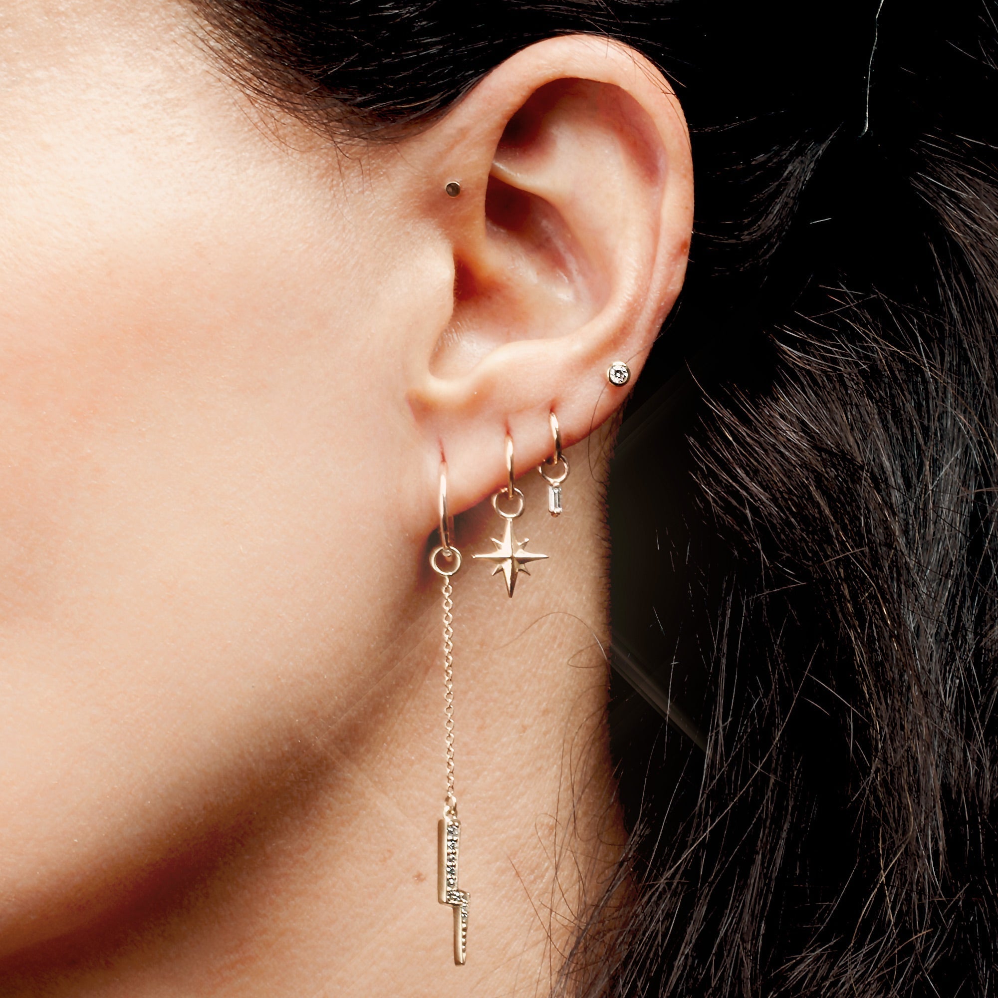 2.5mm Diamond Bezel-Set 14k Gold Flat Back Stud