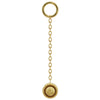 14K yellow gold long milgrain chain earring accessory with round beaded charm, full length view