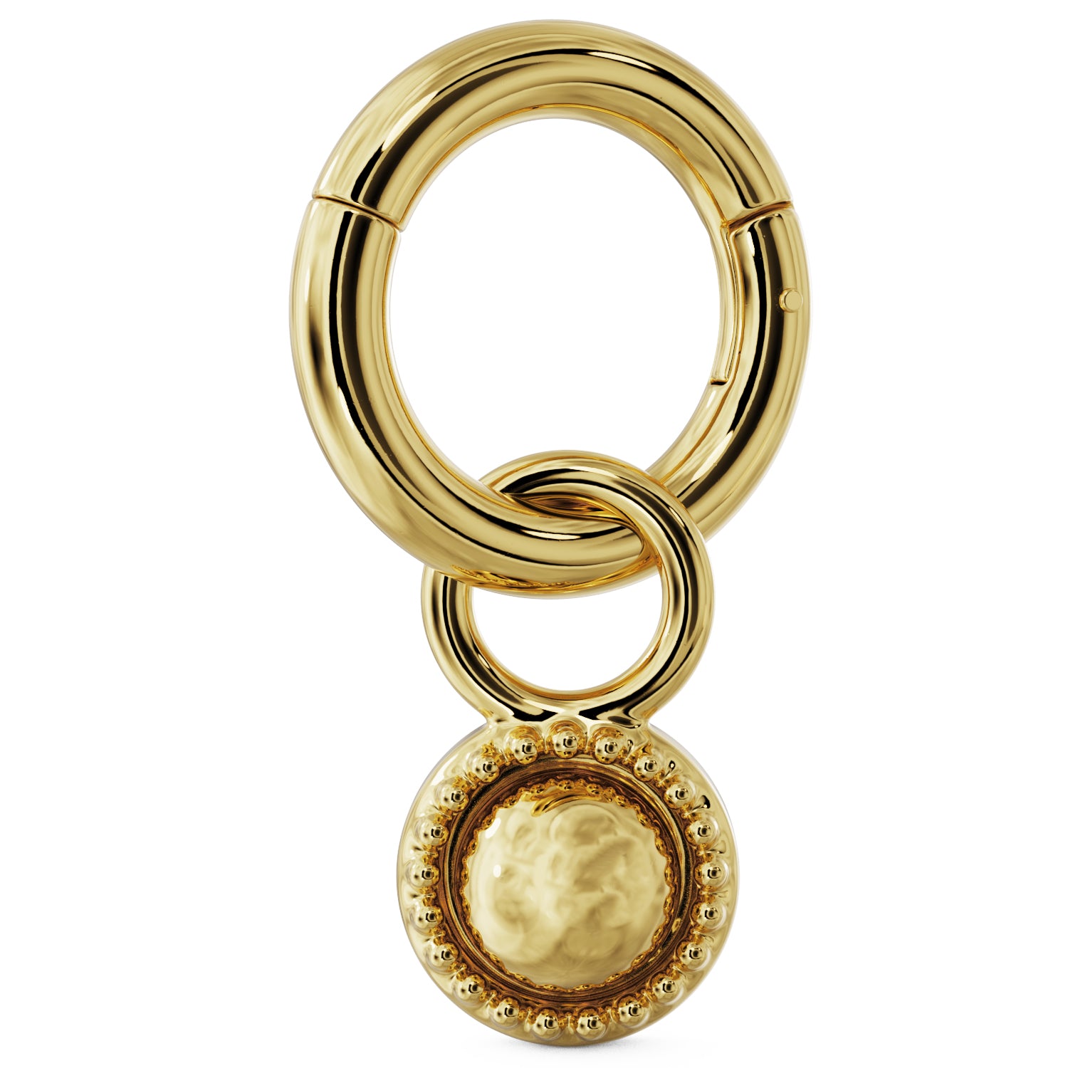 Clicker Ring & 14k Gold - Milgrain Charm Accessory for Piercing Jewelry