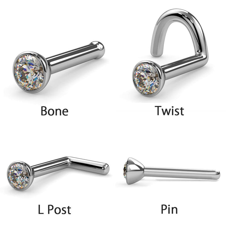 Backing Options 2mm Dainty Diamond Bezel Nose Ring Stud