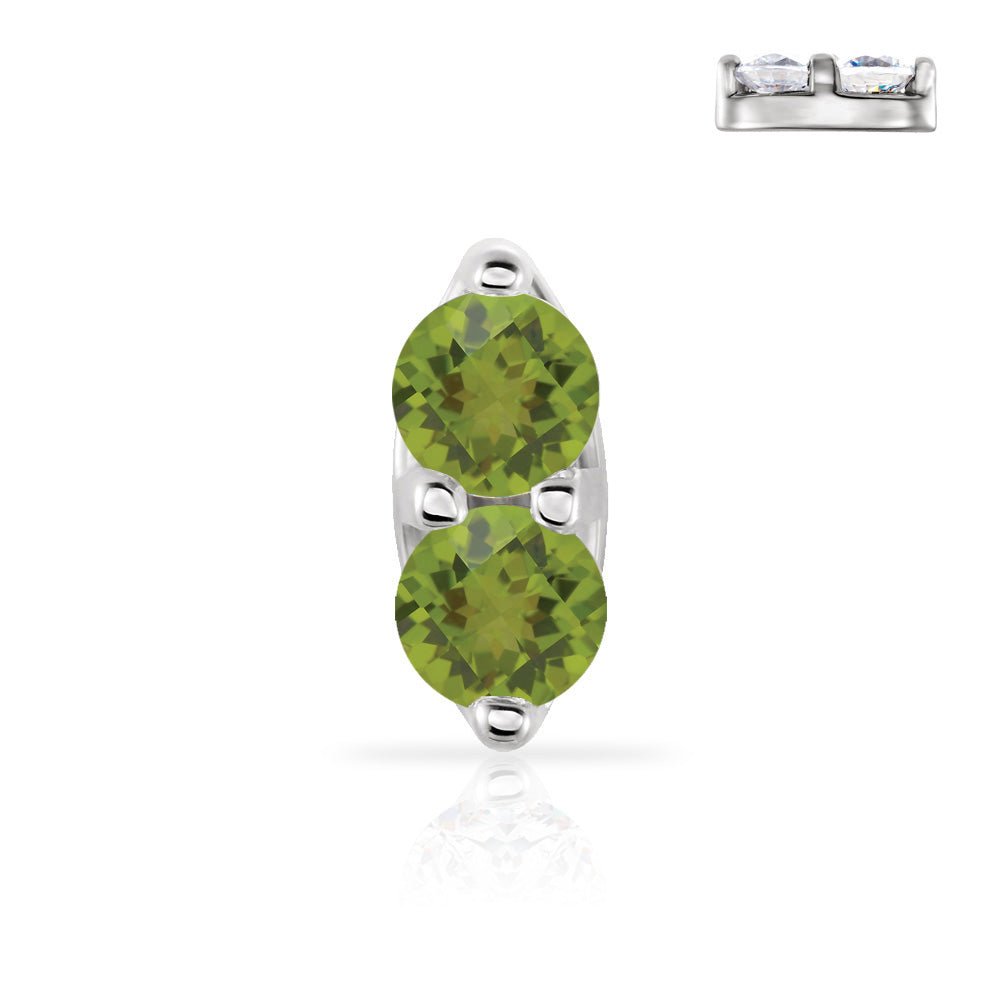 Double Genuine Gemstone 14K Gold Nose Ring-14K Rose Gold   Twist   Peridot
