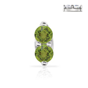 14K white gold double peridot nose ring with two bright green genuine gemstones in prong setting