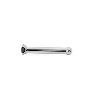 Side profile of 14k white gold black diamond nose bone stud showing full post length and ball end