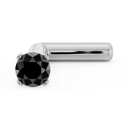 14k white gold black diamond L-post nose stud, close angled view of 1.5mm stone and post bend