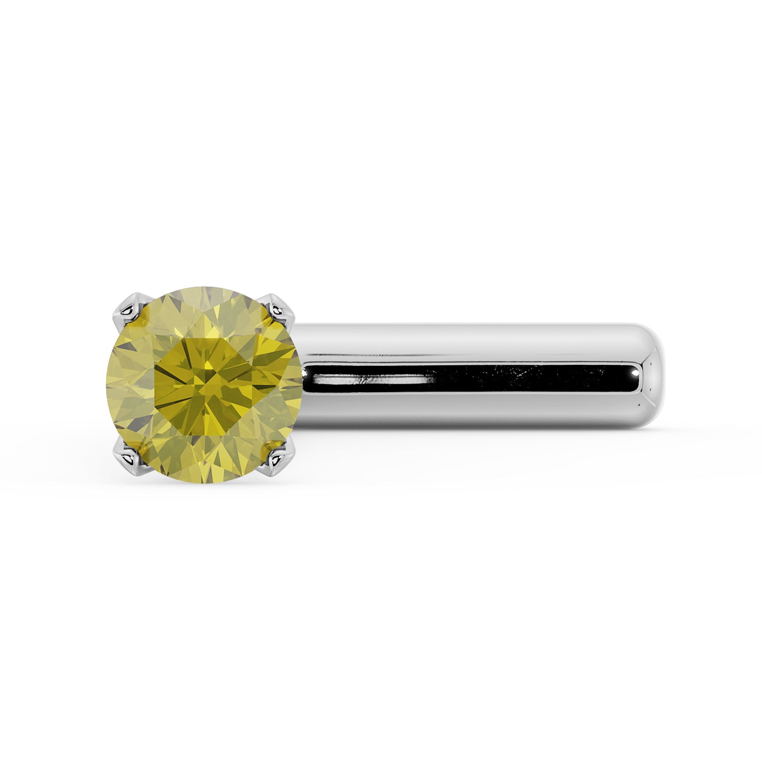1.5mm Yellow Diamond Prong Nose Ring Stud