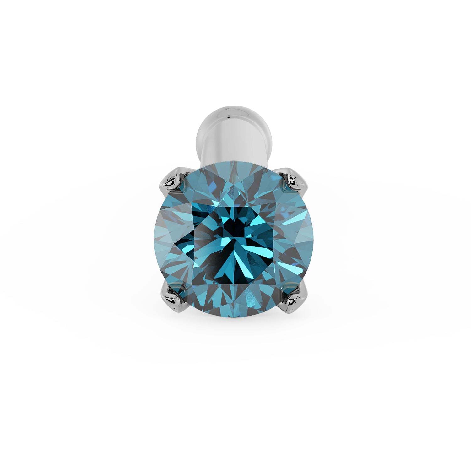 2mm Blue Diamond Prong Nose Ring Stud