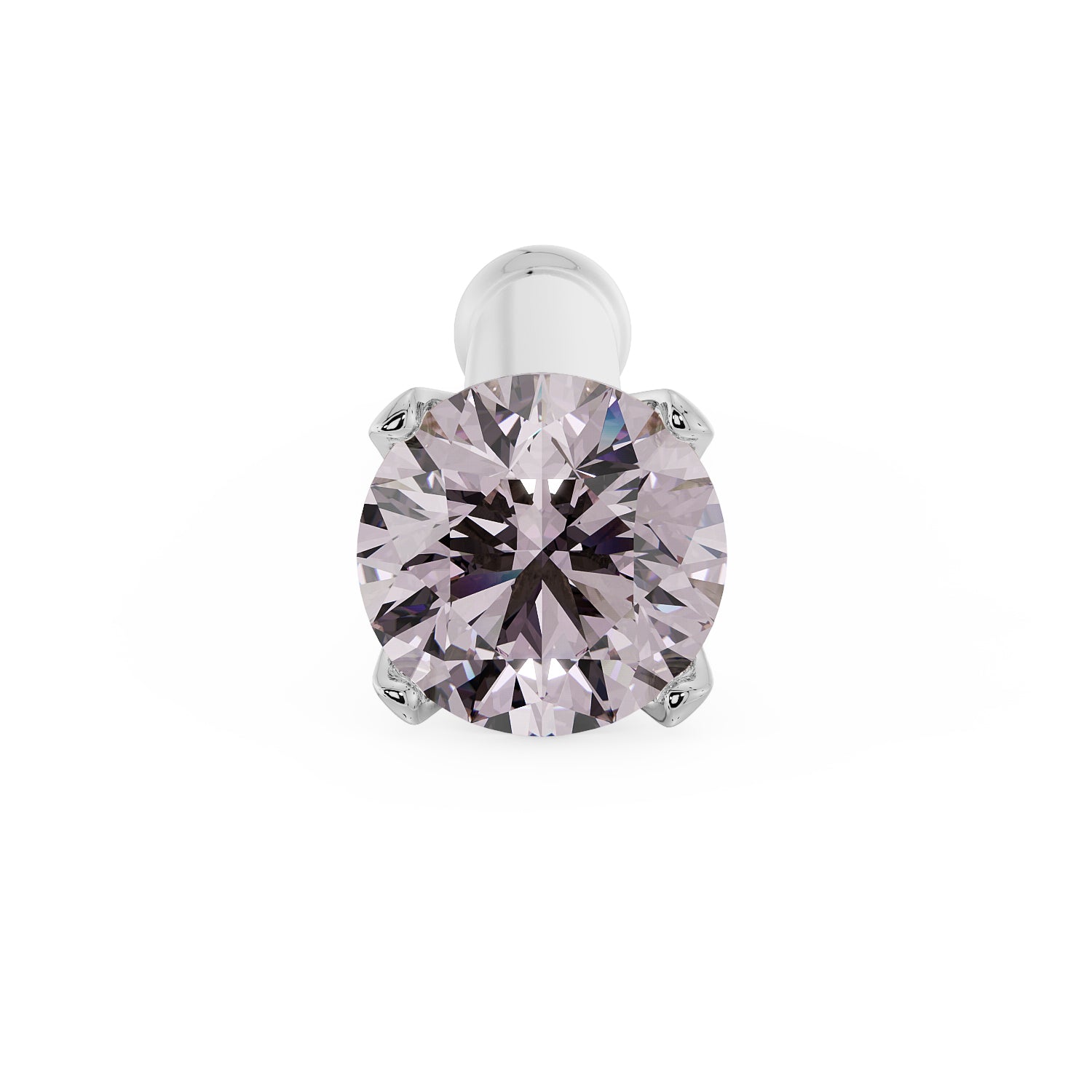 2mm Pink Diamond Prong Nose Ring Stud