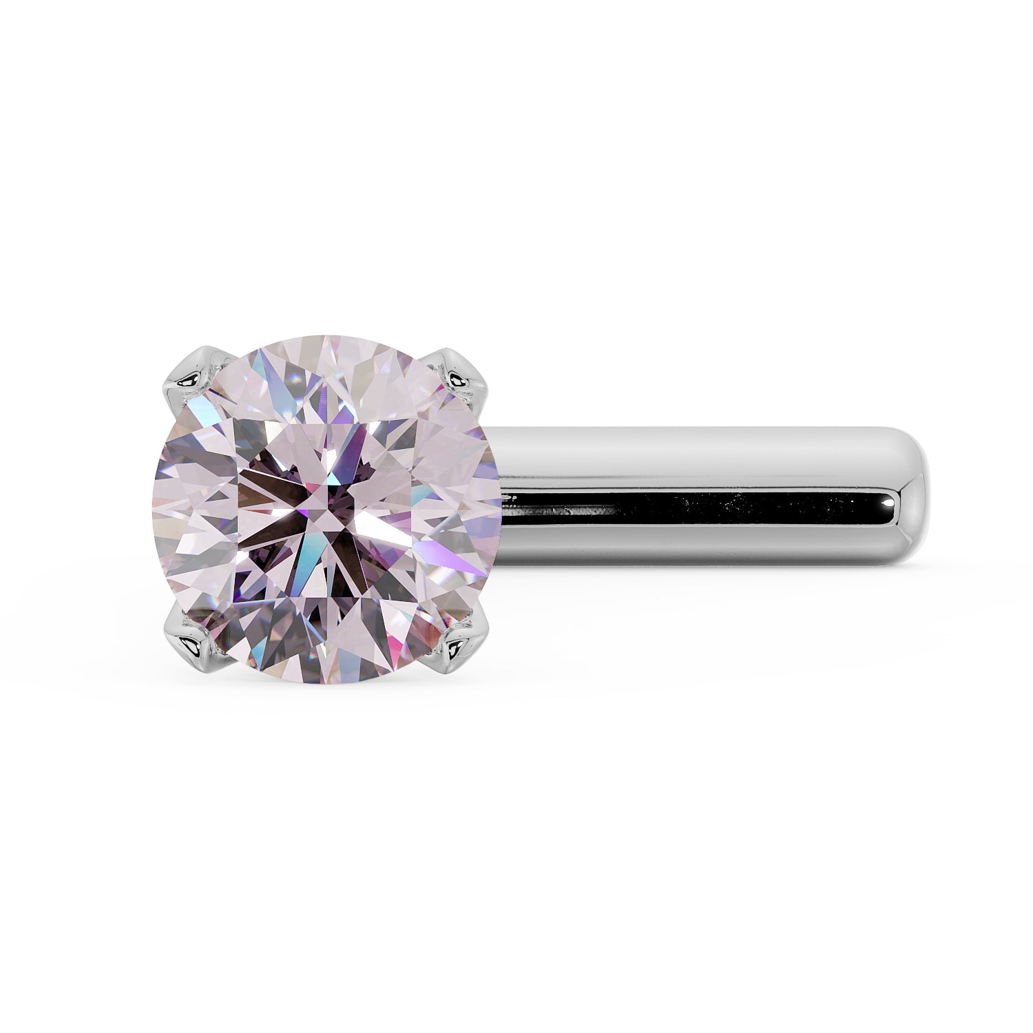 2mm Pink Diamond Prong Nose Ring Stud