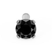 Top-down view of white gold bone nose stud showing 2.5mm black diamond in 4-prong setting