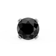 Close-up top-down view of 2.5mm genuine black diamond in 4-prong white gold setting