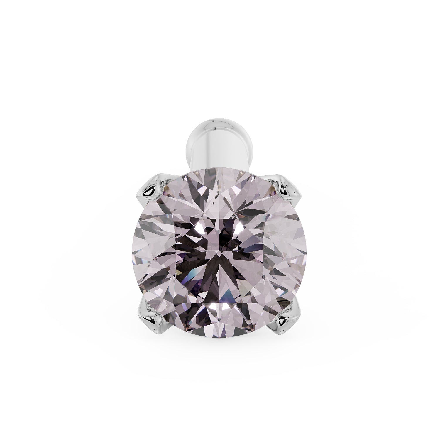 2.5mm Pink Diamond Prong Nose Ring Stud