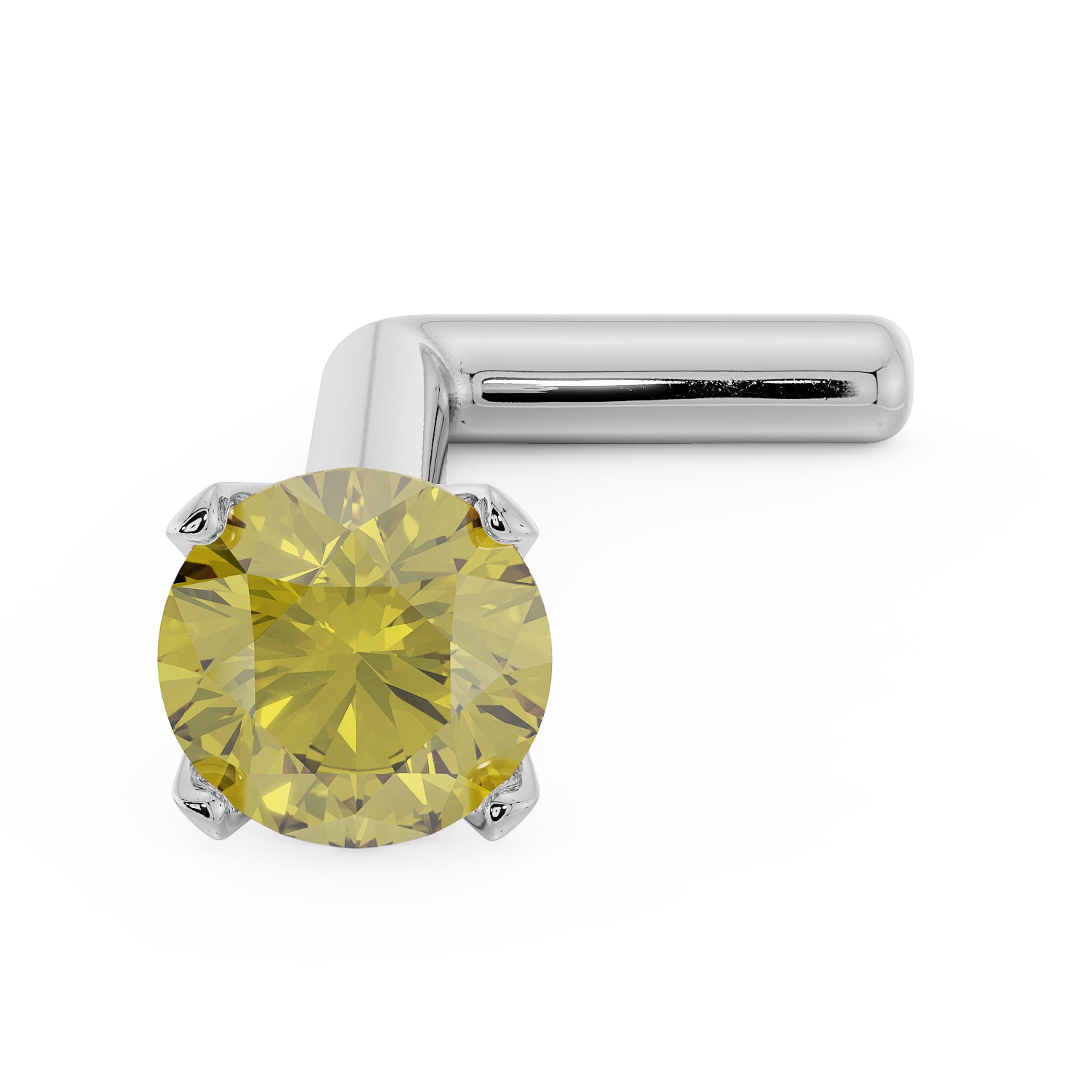 2.5mm Yellow Diamond Prong Nose Ring Stud