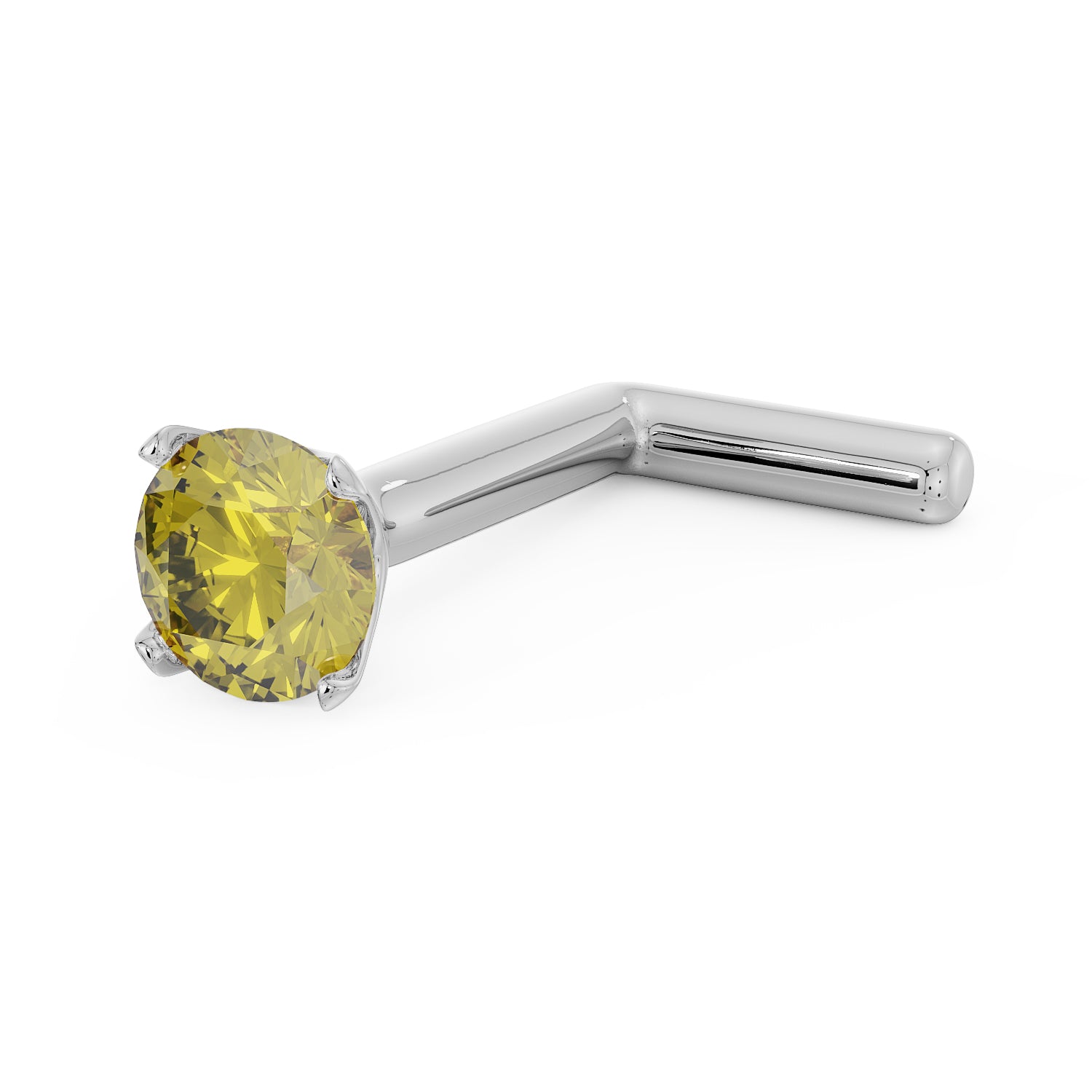 2.5mm Yellow Diamond Prong Nose Ring Stud