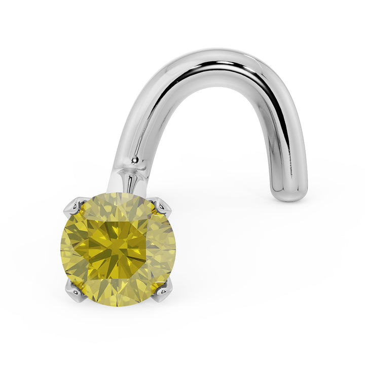 2.5mm Yellow Diamond Prong Nose Ring Stud