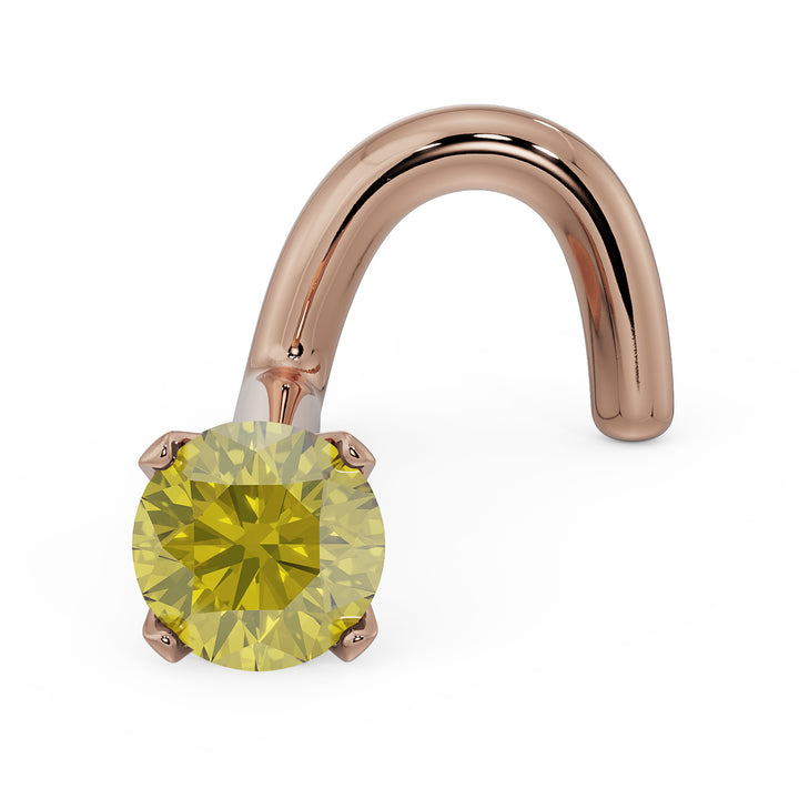 2.5mm Yellow Diamond Prong Nose Ring Stud