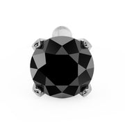 Top-down close-up of 3mm black diamond in four-prong white gold setting on nose bone stud