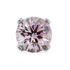 14k white gold 3mm pink diamond nose stud, overhead close-up showing four-prong setting and round cut