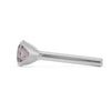 Side profile of 14k white gold 3mm pink diamond bone nose stud showing tapered post and ball tip