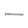 14k white gold straight nose stud with yellow diamond, full side profile showing post length and prongs