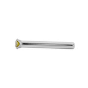 14k white gold straight nose stud with yellow diamond, full side profile showing post length and prongs