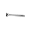 Side profile of platinum straight post nose stud showing low-profile 2mm black diamond setting