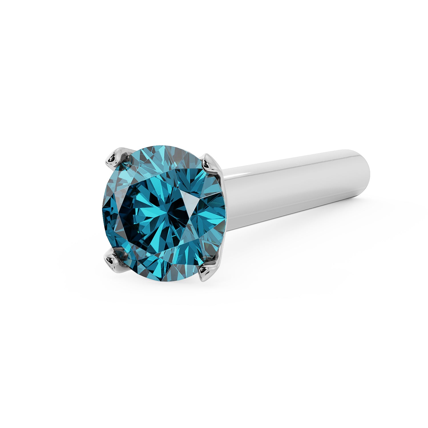 2mm Blue Diamond Prong Nose Ring Stud
