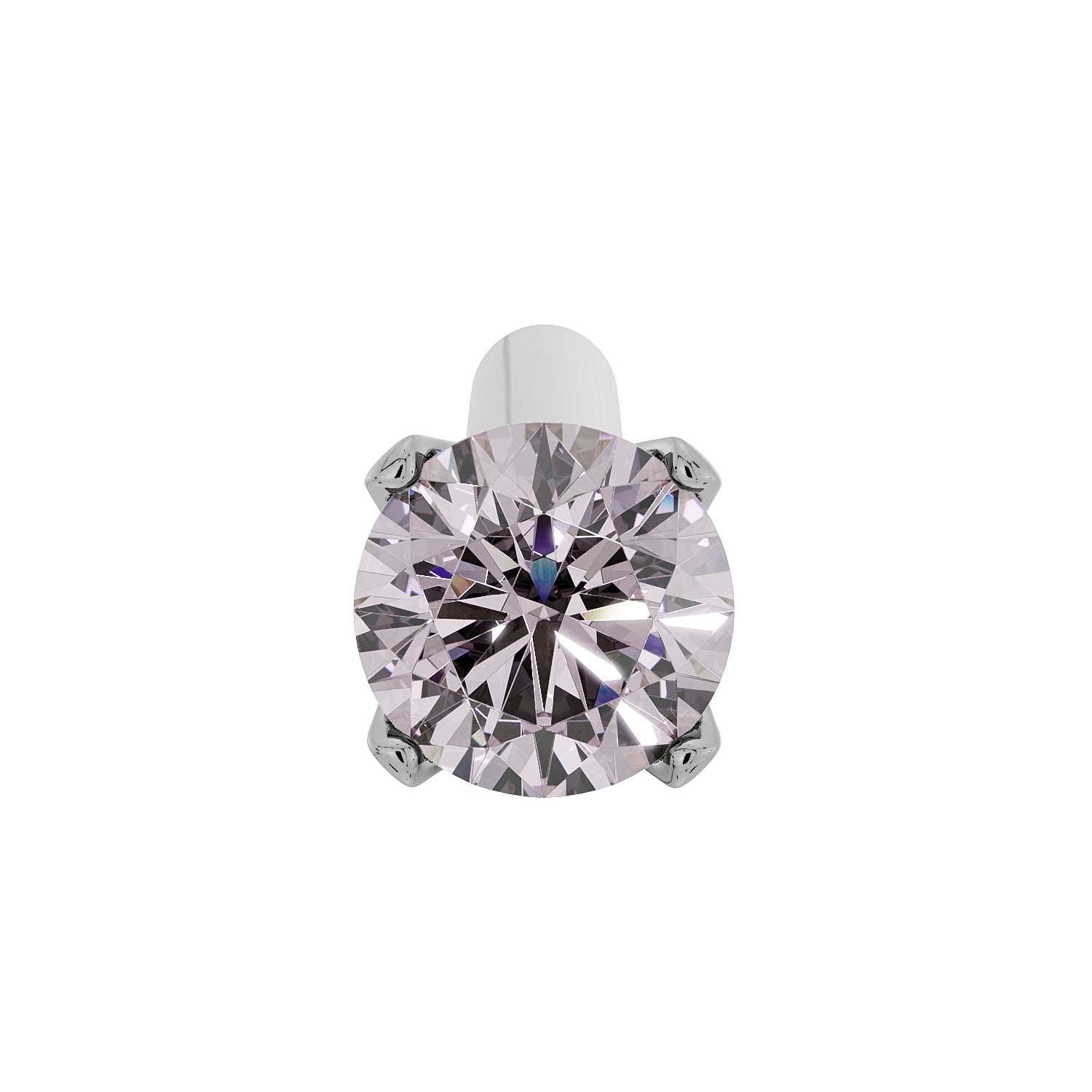 2mm Pink Diamond Prong Nose Ring Stud