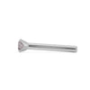 Side profile of white gold 2mm pink diamond straight-post nose stud showing post length and taper