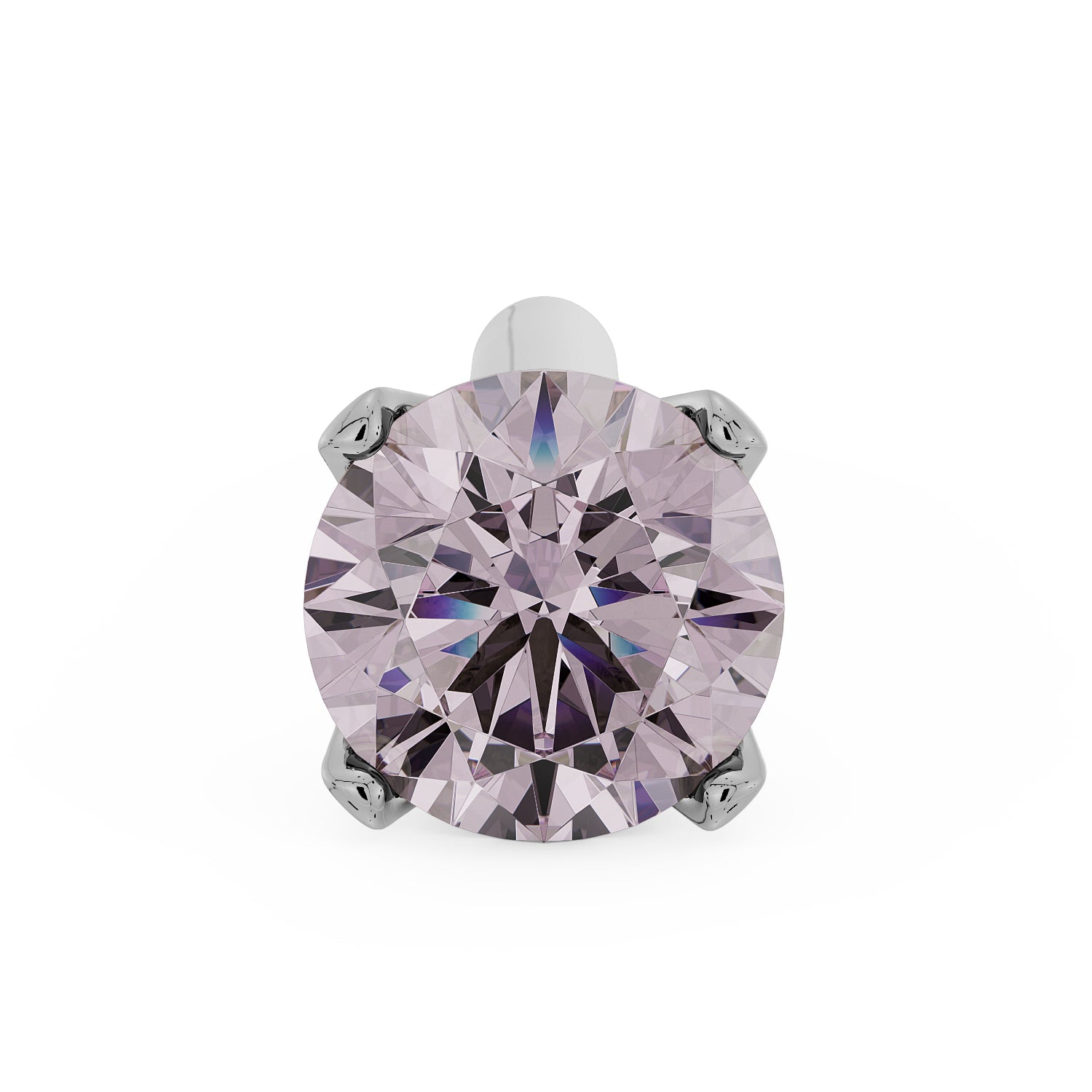 2.5mm Pink Diamond Prong Nose Ring Stud