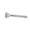 Side profile of 14k white gold pink diamond straight-post nose stud showing low-profile setting