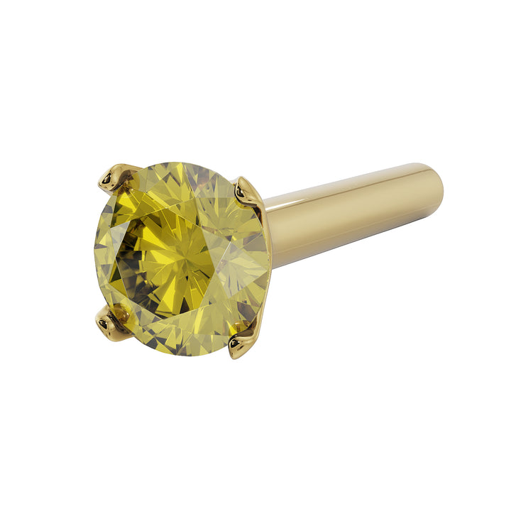 2.5mm Yellow Diamond Prong Nose Ring Stud